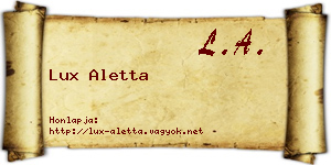 Lux Aletta névjegykártya